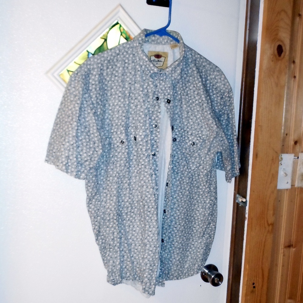 Larry Mahan short sleeve grey shirt Large